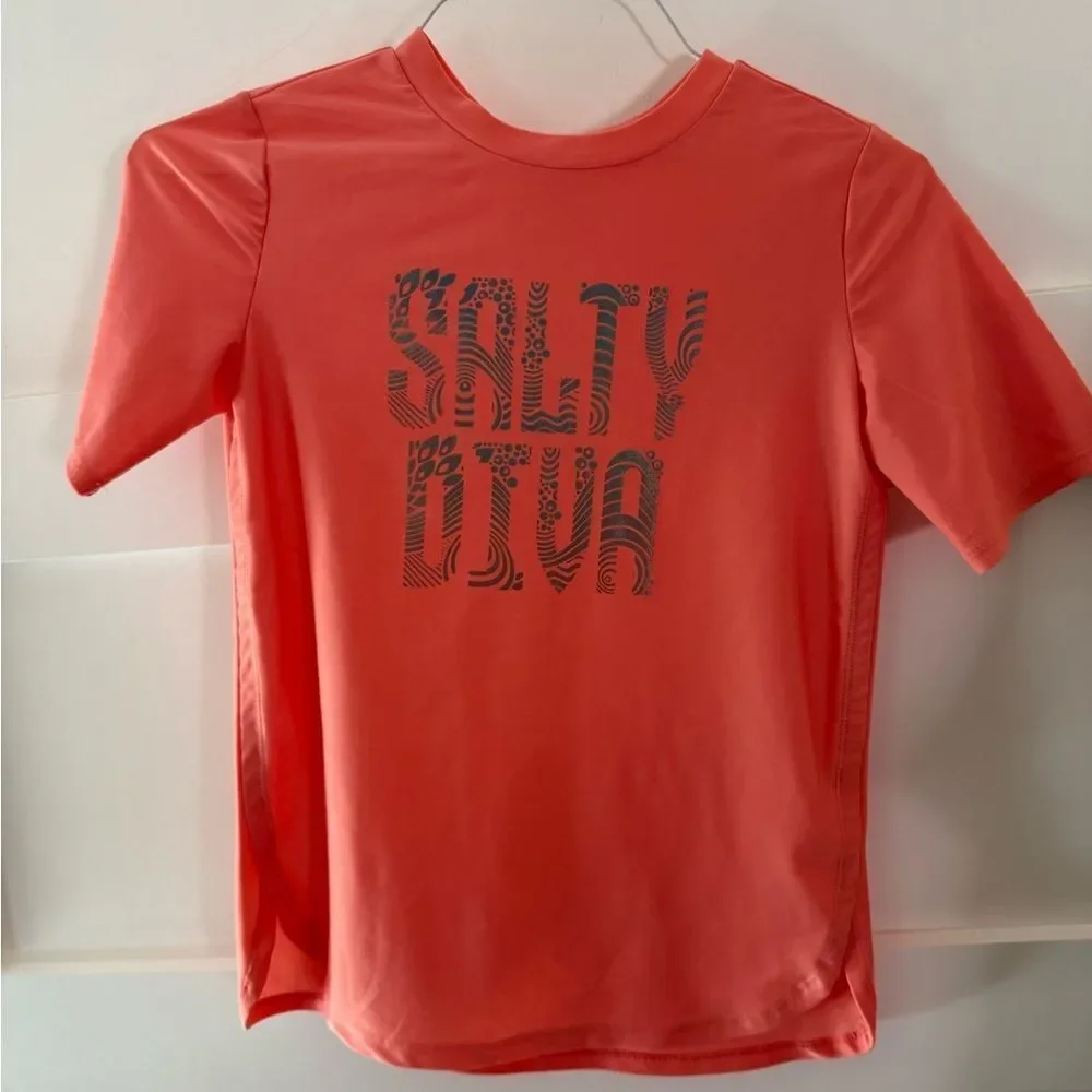 Ocean + Coast Salty Diva Coral Orange Graphic Rashguard Swim Tee